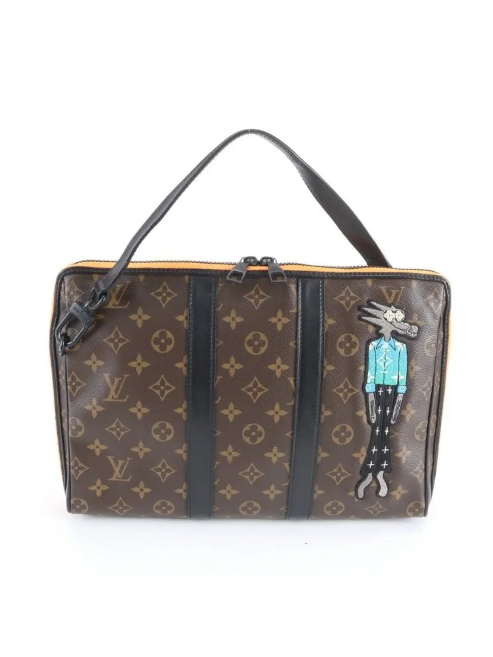 Louis Vuitton Monogram LV Friends Keepall Pouch Leather Tote Clutch